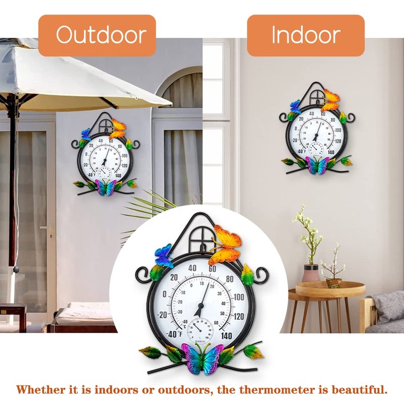 HOBYLUBY Indoor Outdoor Thermometer，Large Wall-Mounted Thermometer with Humidity, Easy to Read Decorative Outside Thermometer for Patio, Garden, No Require Batteries(Black) - Image 5
